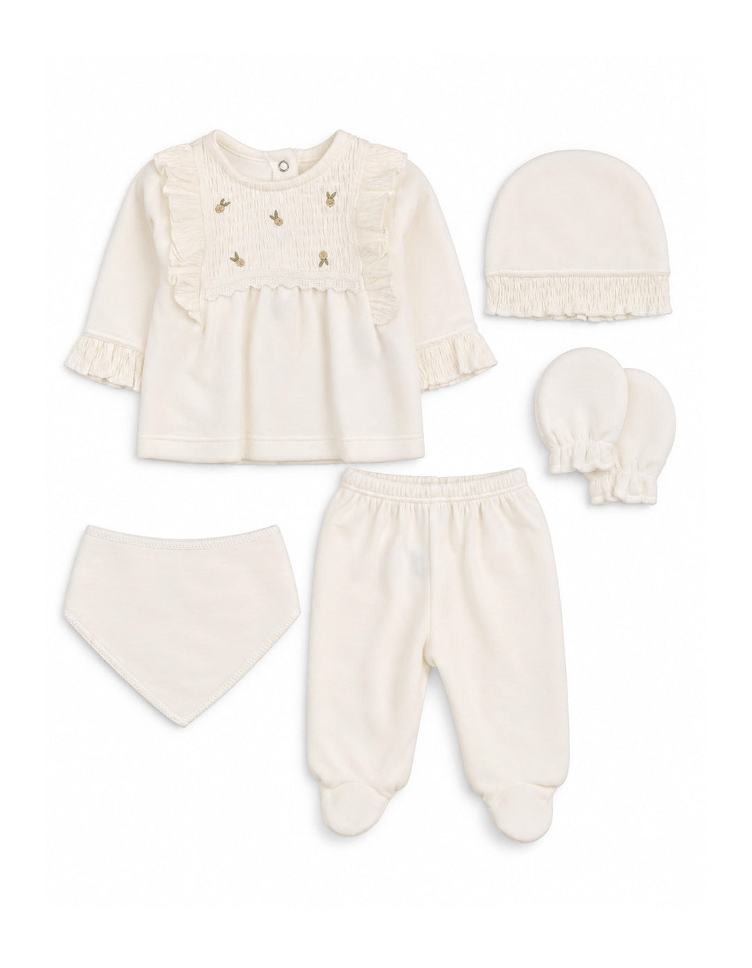 Baby Girl 5 Pcs Gift Set Bunny Off White at Zubaidas