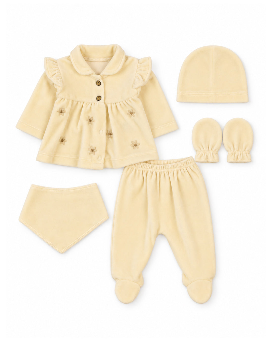Baby Girl 5 Pcs Gift Set Floral Cream at Zubaidas
