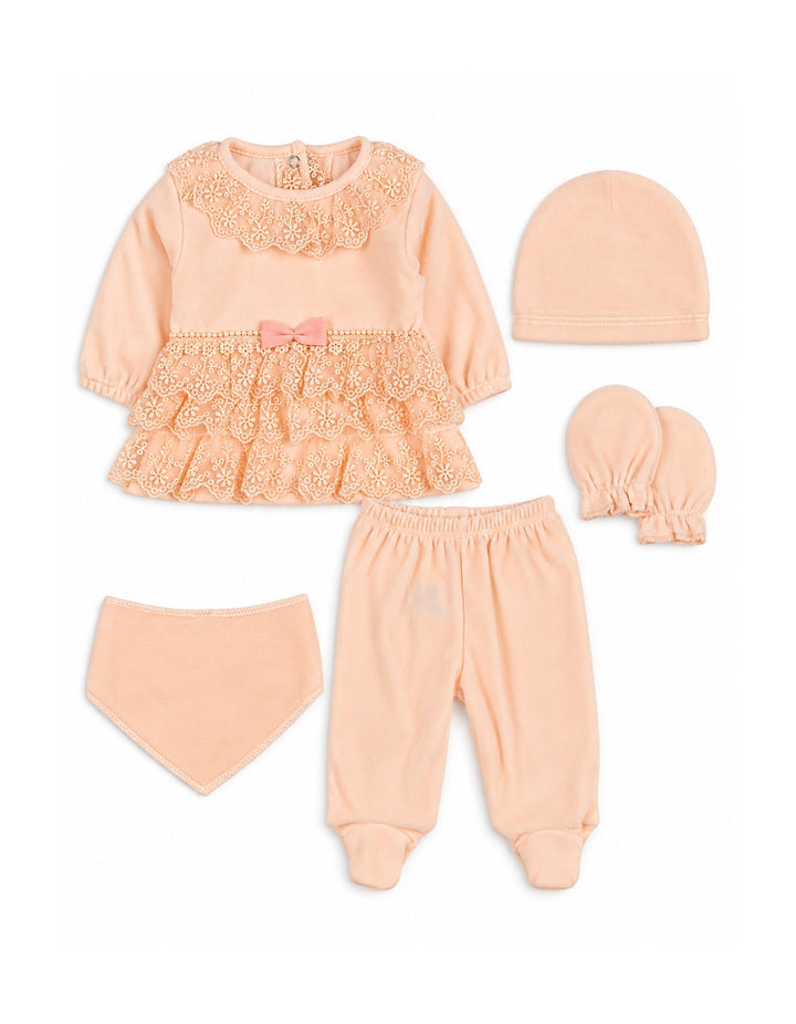 Baby Girl 5 Pcs Gift Set Peach at Zubaidas