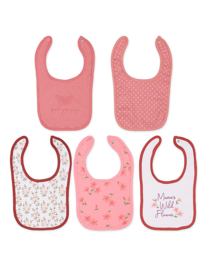Baby Girl 5 Piece Bibs Set Floral at Zubaidas
