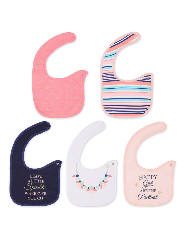 Baby Girl 5 Piece Bibs Set Happy Girls Are The Prettiest at Zubaidas