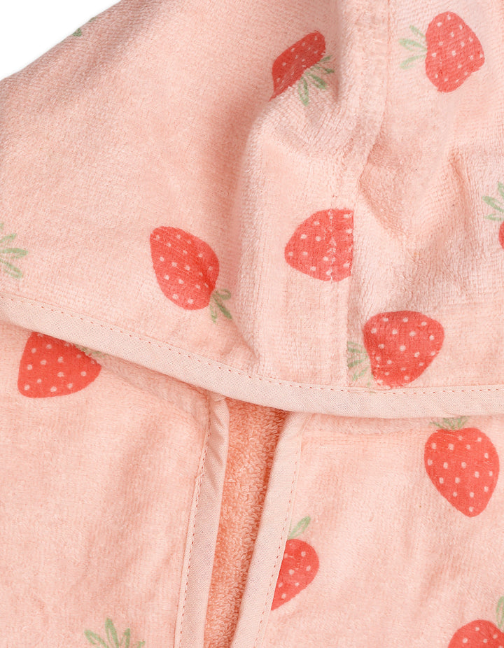 Baby Girl and Girl Hooded Bath Towel Poncho Strawberry Pink at Zubaidas Official Pakistan