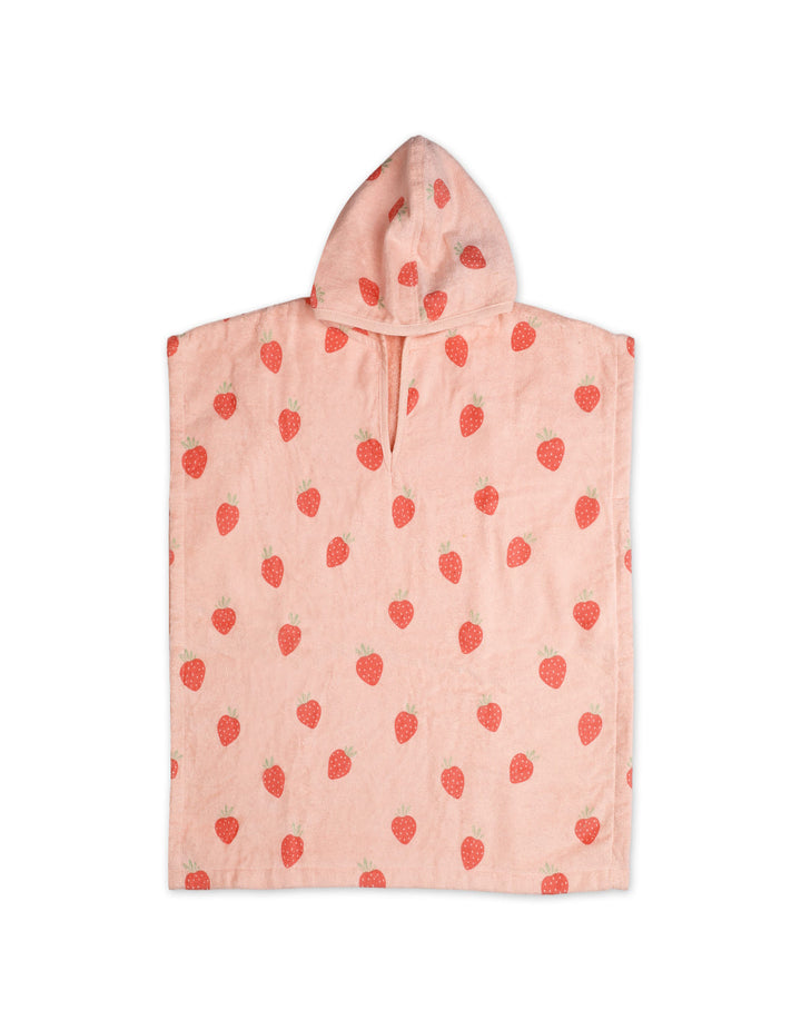 Baby Girl and Girl Hooded Bath Towel Poncho Strawberry Pink at Zubaidas