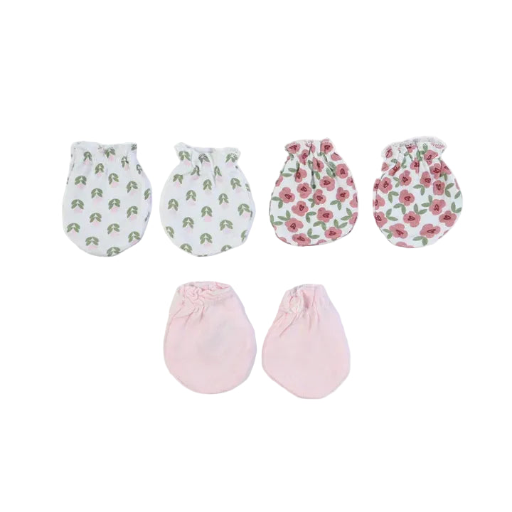 Baby Girl Anti-Scratch Mittens Pack of 3 Floral Print at Zubaidas