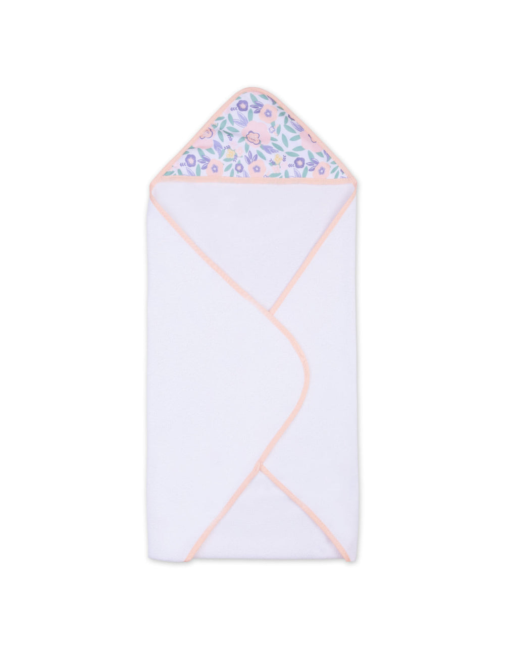 Baby Girl Bath Towel and Washcloth Set Floral Peach and White at Zubaidas Official Pakistan