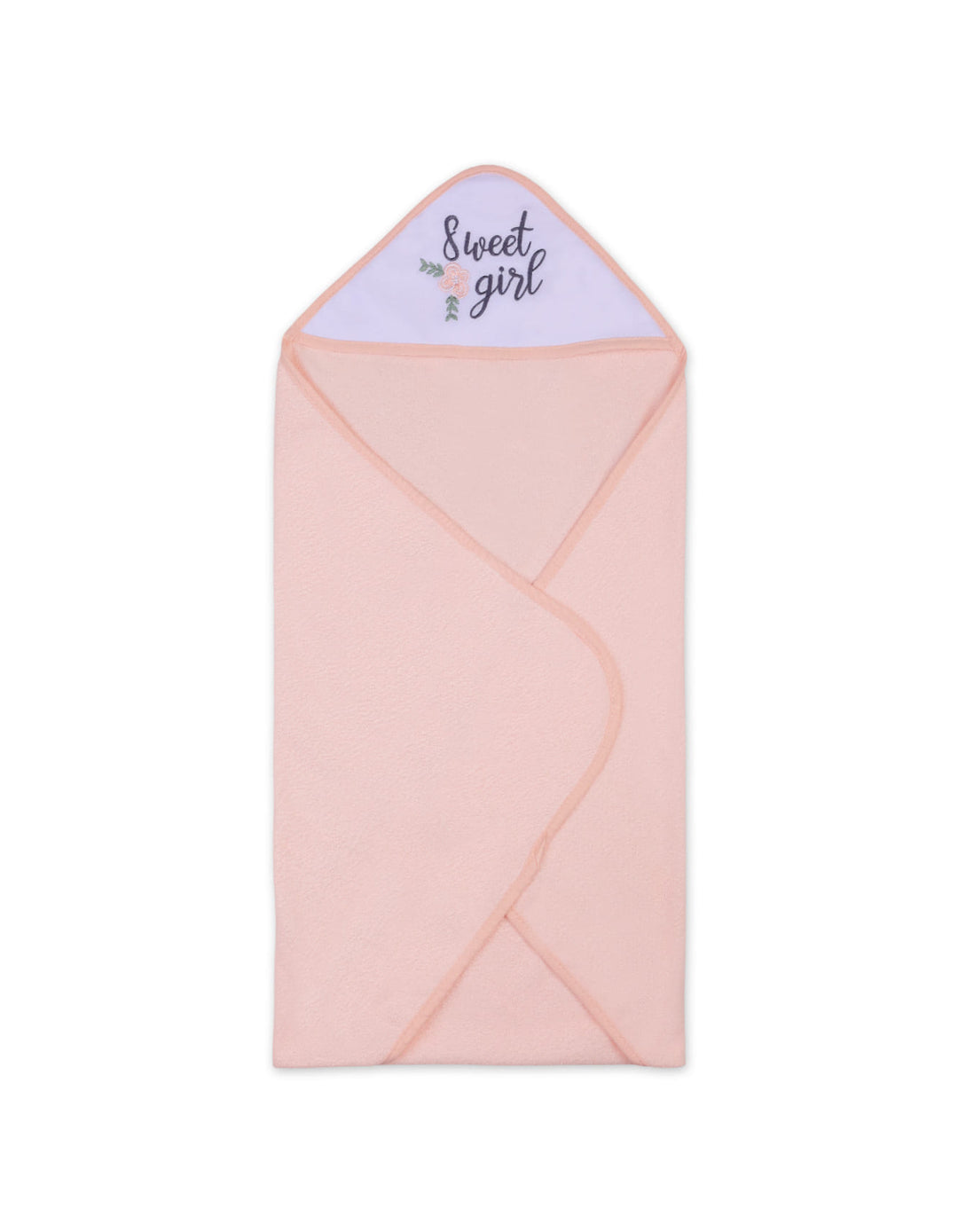 Baby Girl Bath Towel and Washcloth Set Floral Peach and White at Zubaidas Online Pakistan