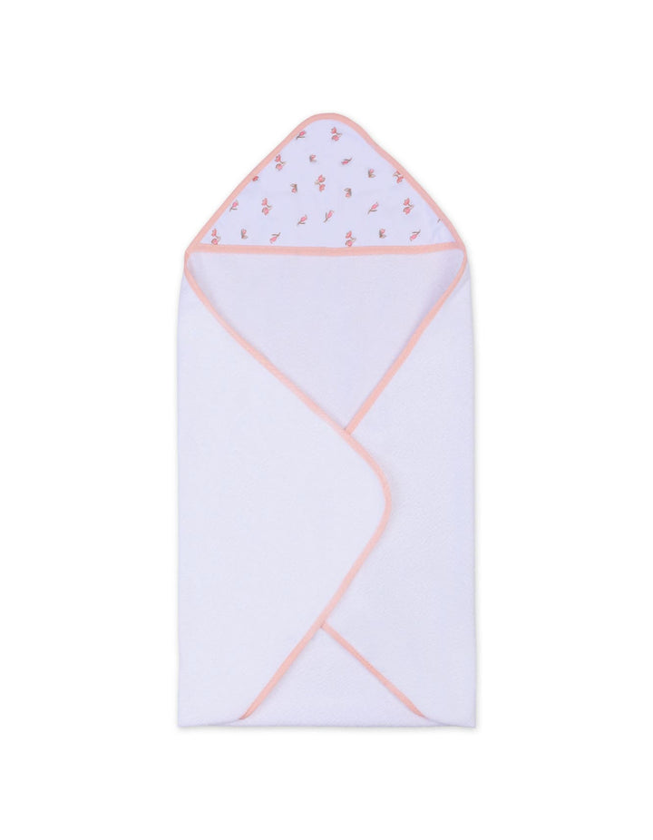 Baby Girl Bath Towel and Washcloth Set Floral Pink and White at Zubaidas Best Online Baby Store in Pakistan