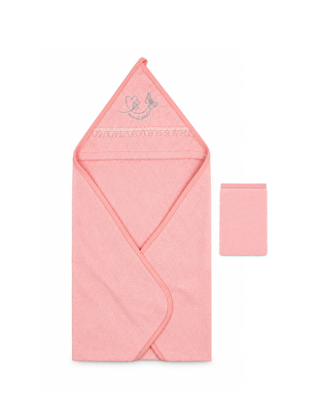 Baby Girl Bath Towel Hooded Butterfly Pink at Zubaidas