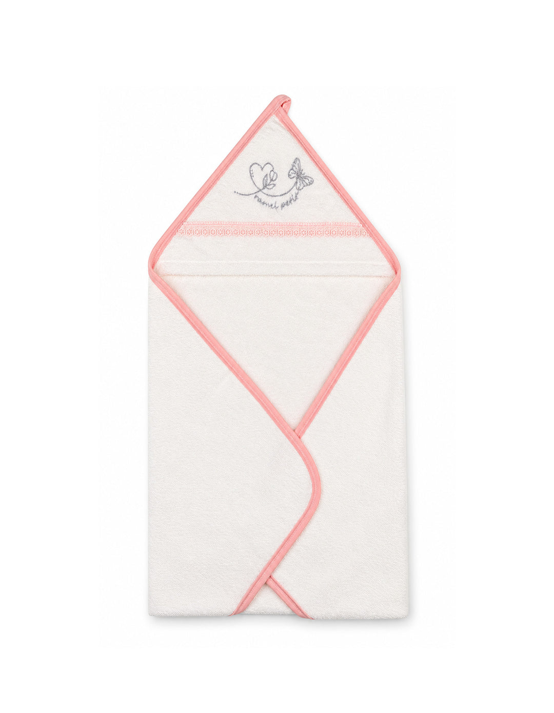 Baby Girl Bath Towel Hooded Butterfly White and Pink at Zubaidas Official Pakistan