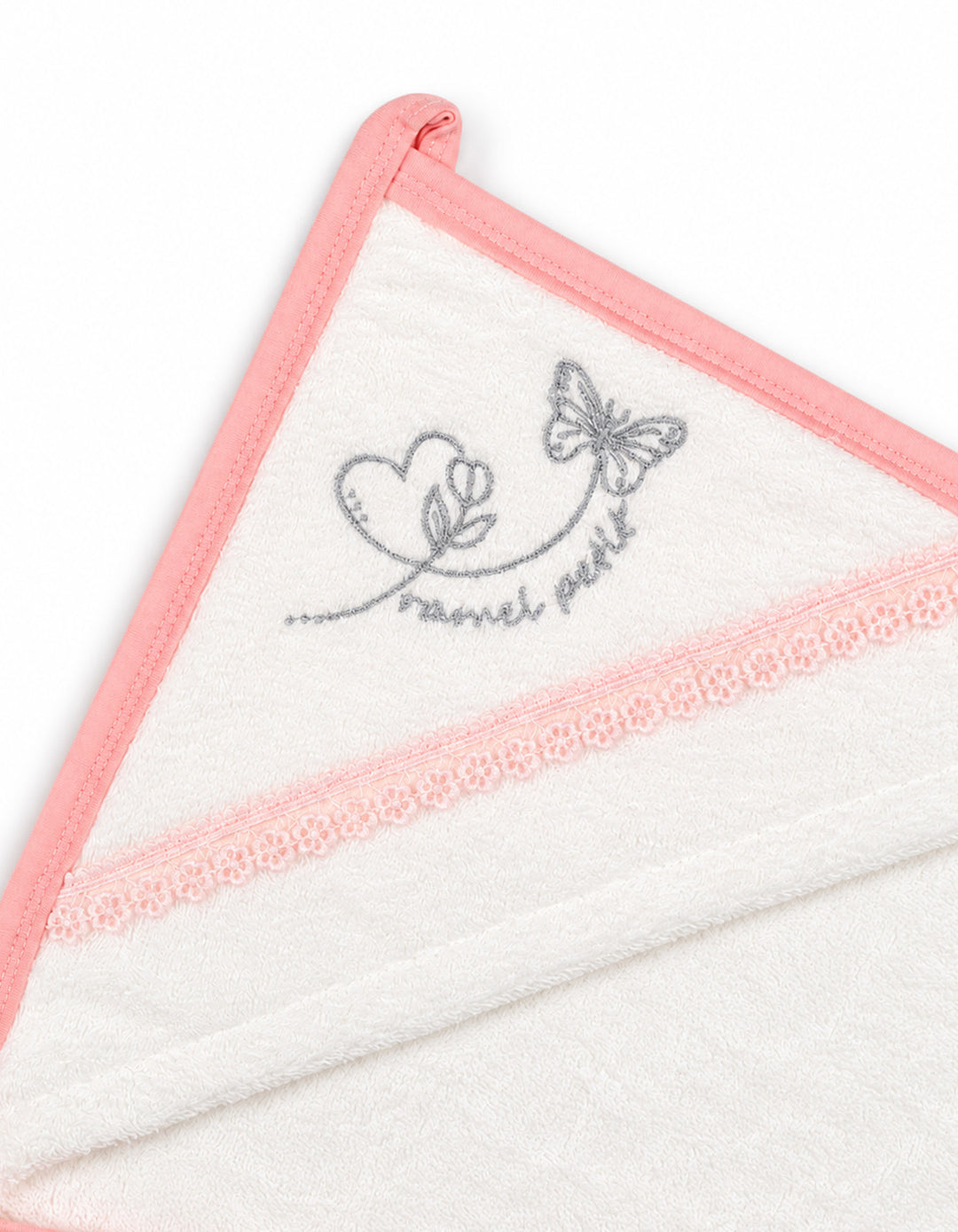Baby Girl Bath Towel Hooded Butterfly White and Pink at Zubaidas Online Pakistan
