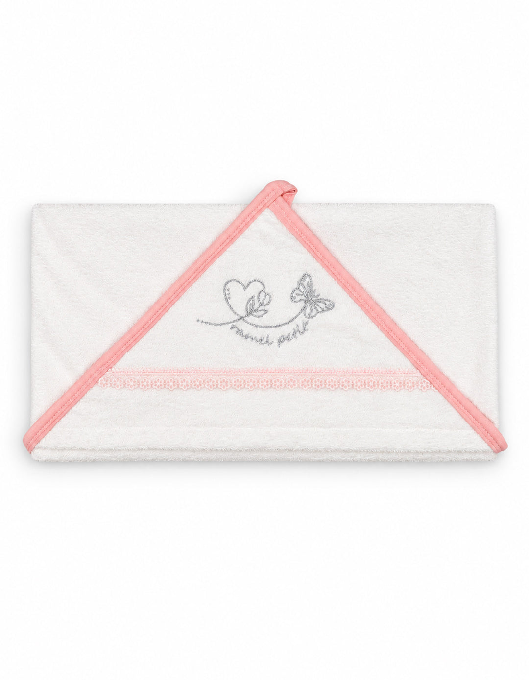 Baby Girl Bath Towel Hooded Butterfly White and Pink at Zubaidas Best Online Baby and Kids Store in Pakistan