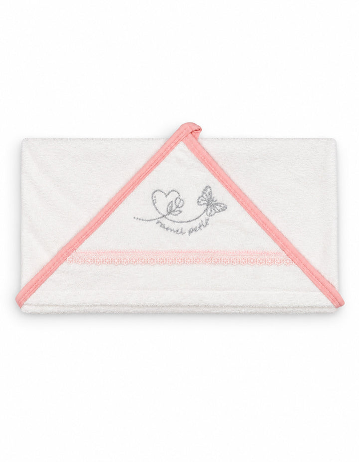 Baby Girl Bath Towel Hooded Butterfly White and Pink at Zubaidas Best Online Baby and Kids Store in Pakistan