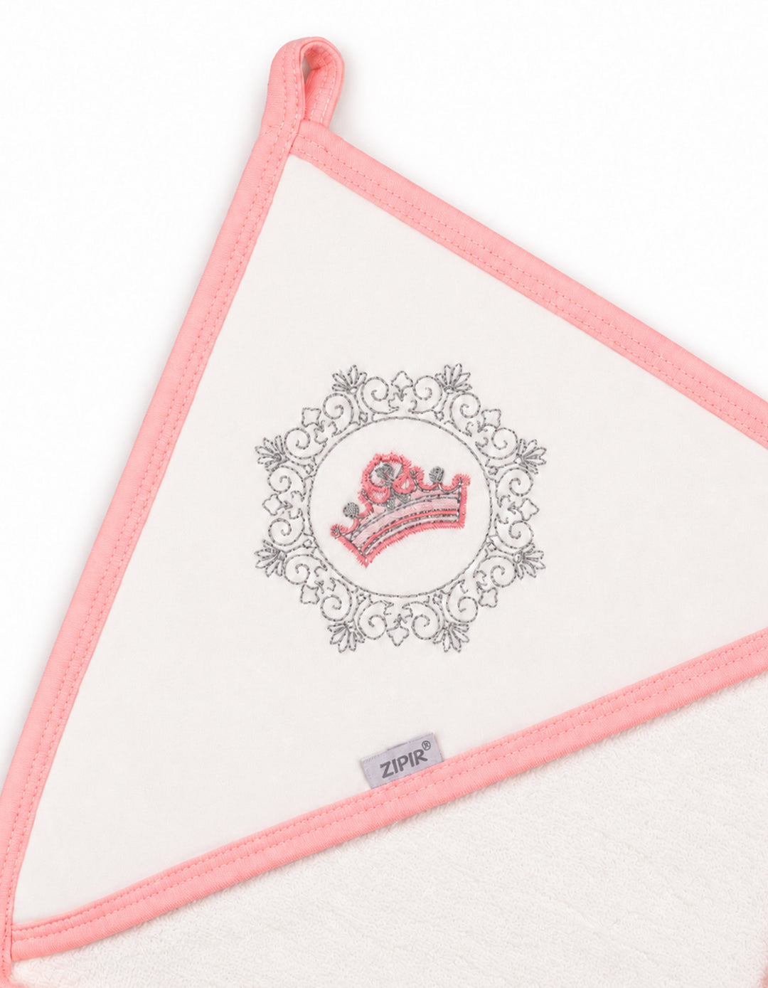Baby Girl Bath Towel Hooded Crown White and Pink at Zubaidas Official Pakistan