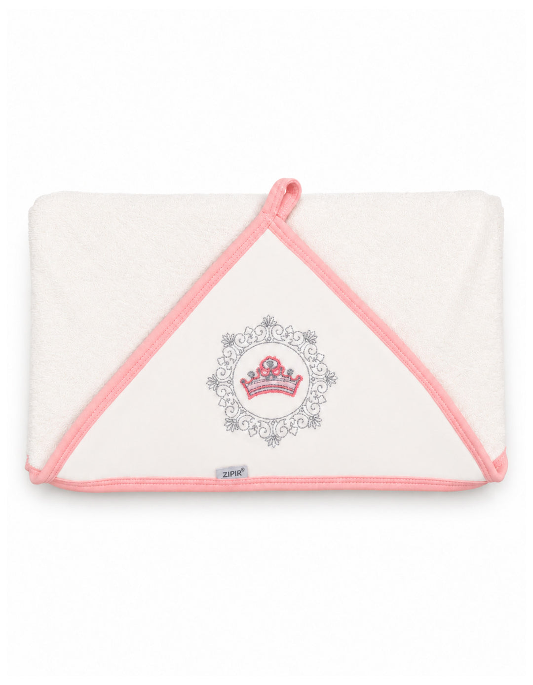 Baby Girl Bath Towel Hooded Crown White and Pink at Zubaidas Online Pakistan