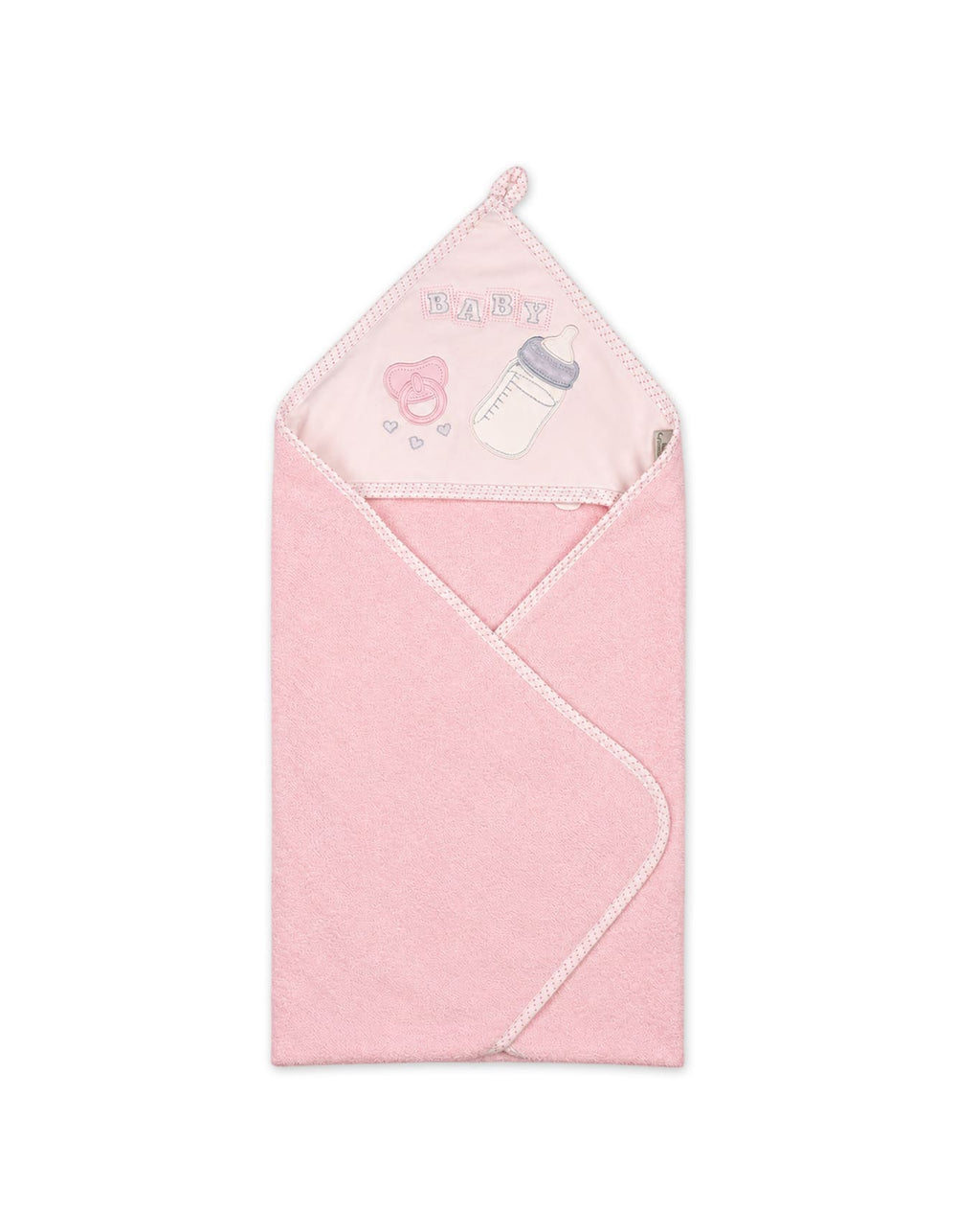 Baby Girl Bath Towel Hooded Pink and Off White at Zubaidas Official Pakistan
