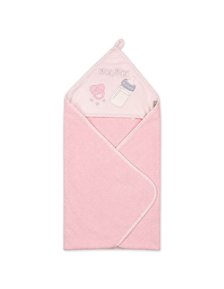 Baby Girl Bath Towel Hooded Pink and Off White at Zubaidas Official Pakistan