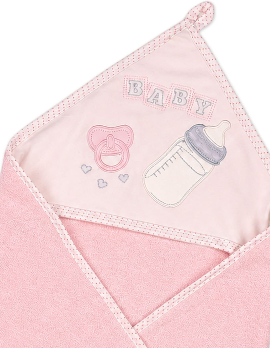 Baby Girl Bath Towel Hooded Pink and Off White at Zubaidas Online Pakistan