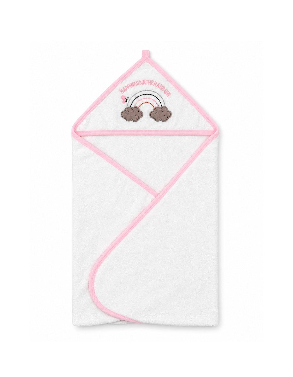 Baby Girl Bath Towel Hooded Rainbow White and Pink at Zubaidas Official Pakistan