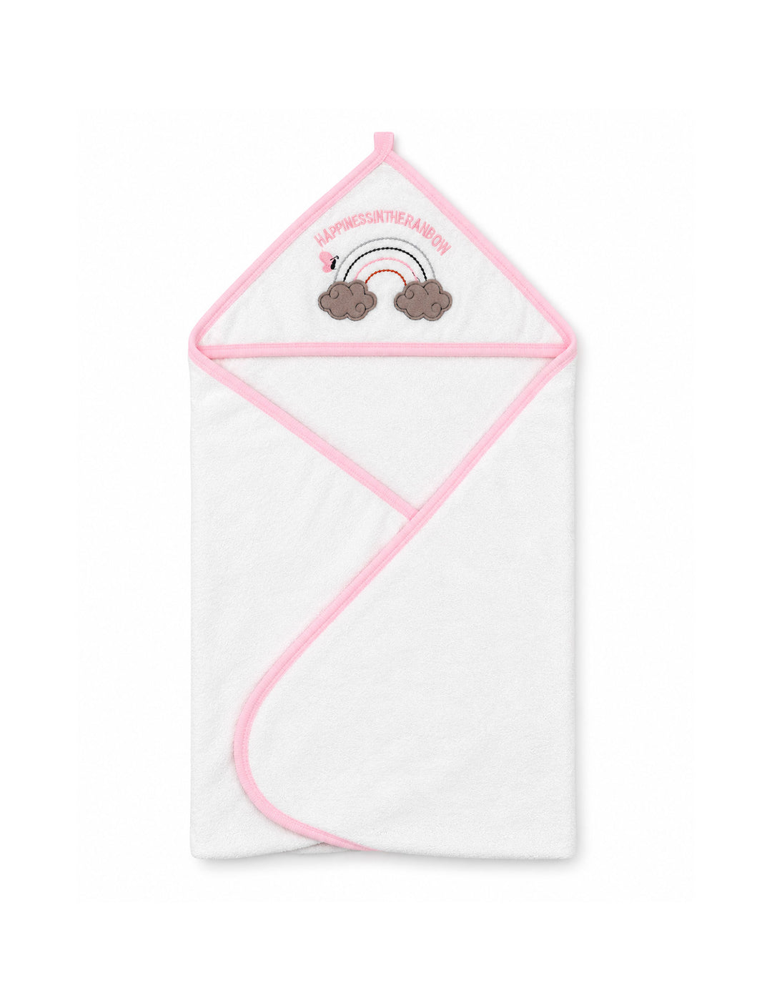 Baby Girl Bath Towel Hooded Rainbow White and Pink at Zubaidas Official Pakistan