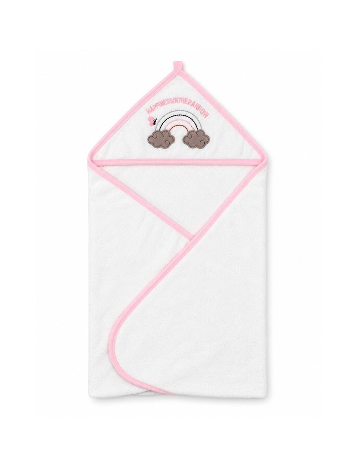 Baby Girl Bath Towel Hooded Rainbow White and Pink at Zubaidas Official Pakistan