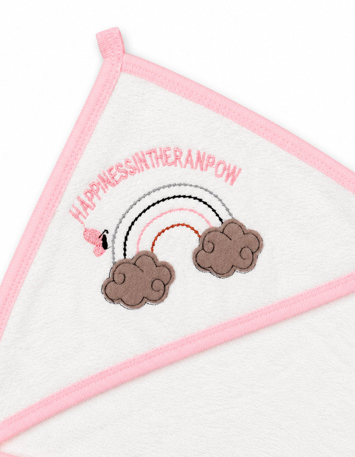 Baby Girl Bath Towel Hooded Rainbow White and Pink at Zubaidas Online Pakistan