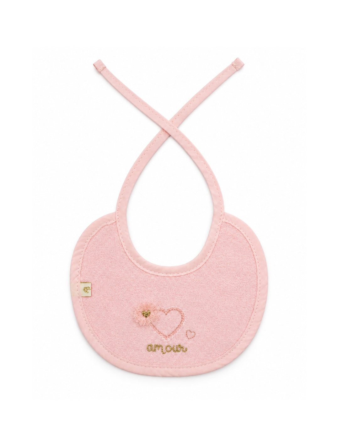 Baby Girl Bib Heart and Flower Pink at Zubaidas