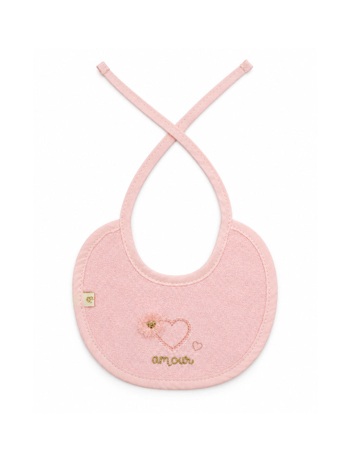 Baby Girl Bib Heart and Flower Pink at Zubaidas