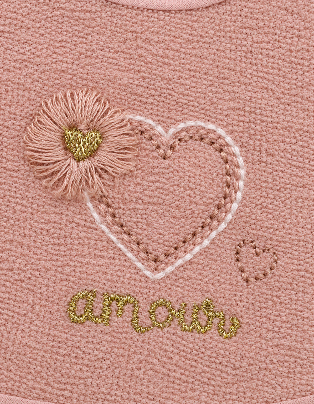 Baby Girl Bib Heart and Flower Tea Pink at Zubaidas Official Pakistan