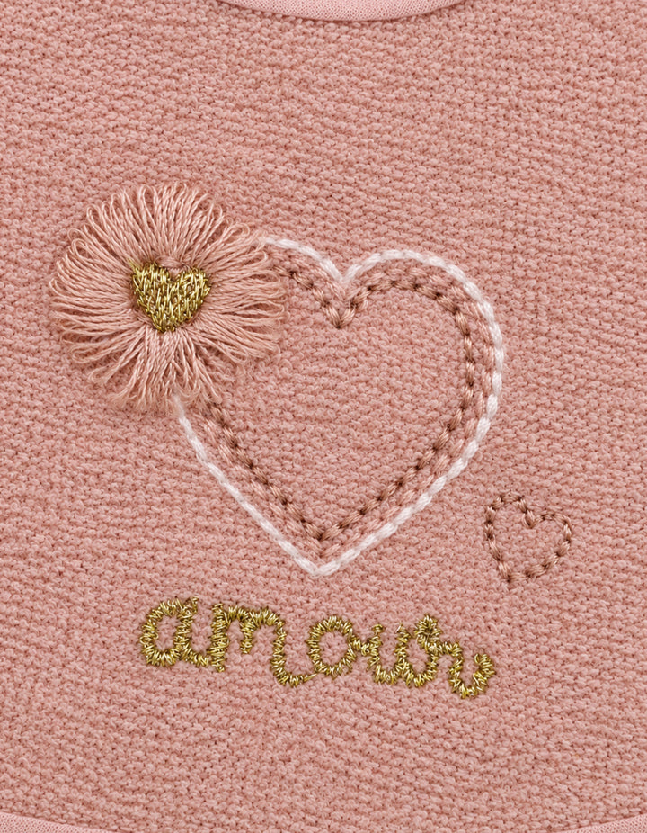Baby Girl Bib Heart and Flower Tea Pink at Zubaidas Official Pakistan