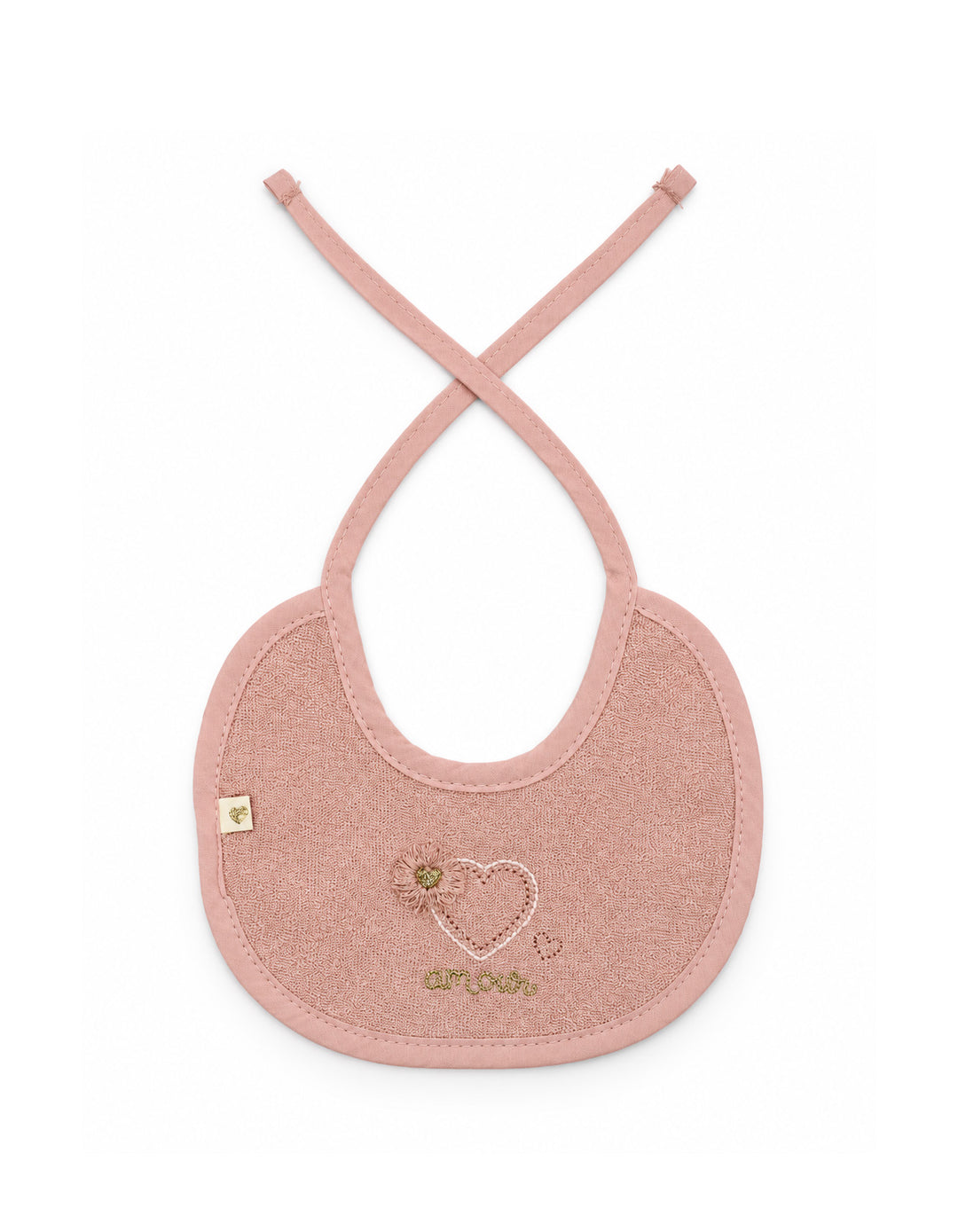 Baby Girl Bib Heart and Flower Tea Pink at Zubaidas
