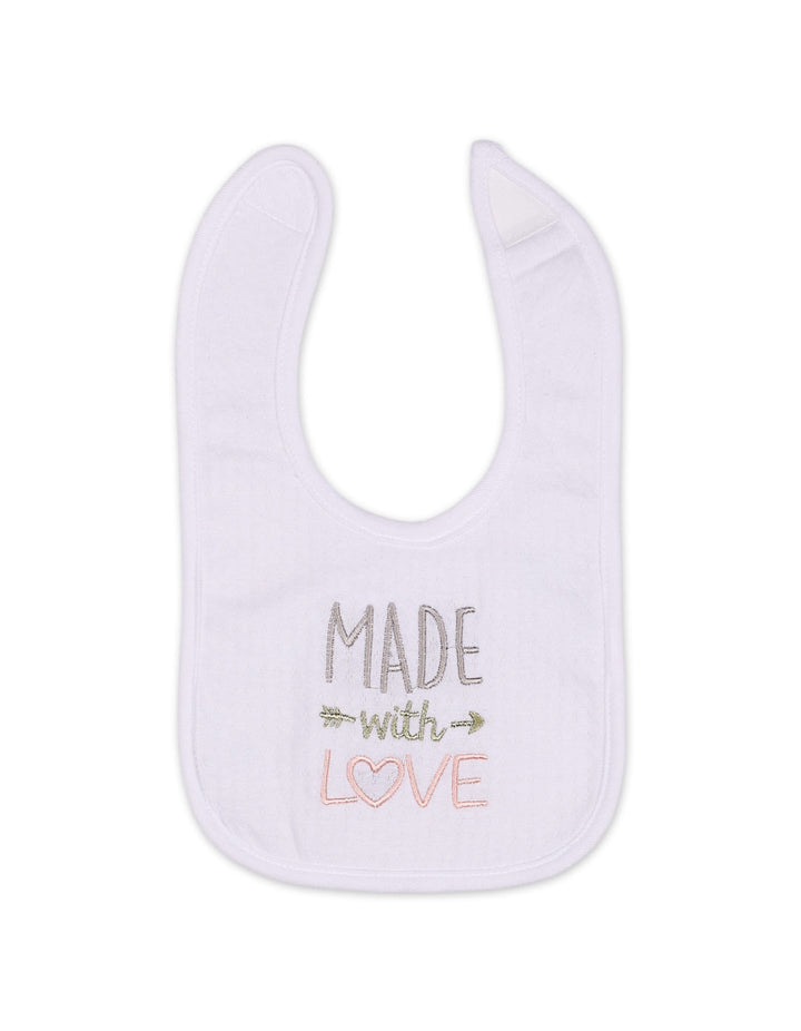 Baby Girl Bib Pack of 3 White with Pink and Gold Accents at Zubaidas Official Pakistan