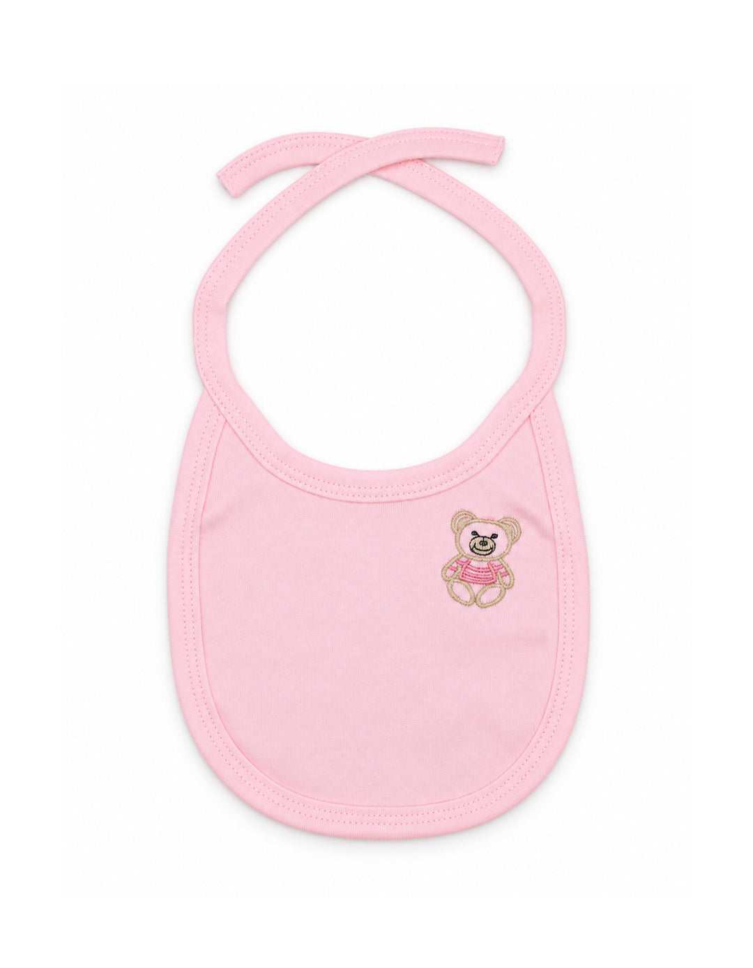 Baby Girl Bib Teddy Bear Pink at Zubaidas