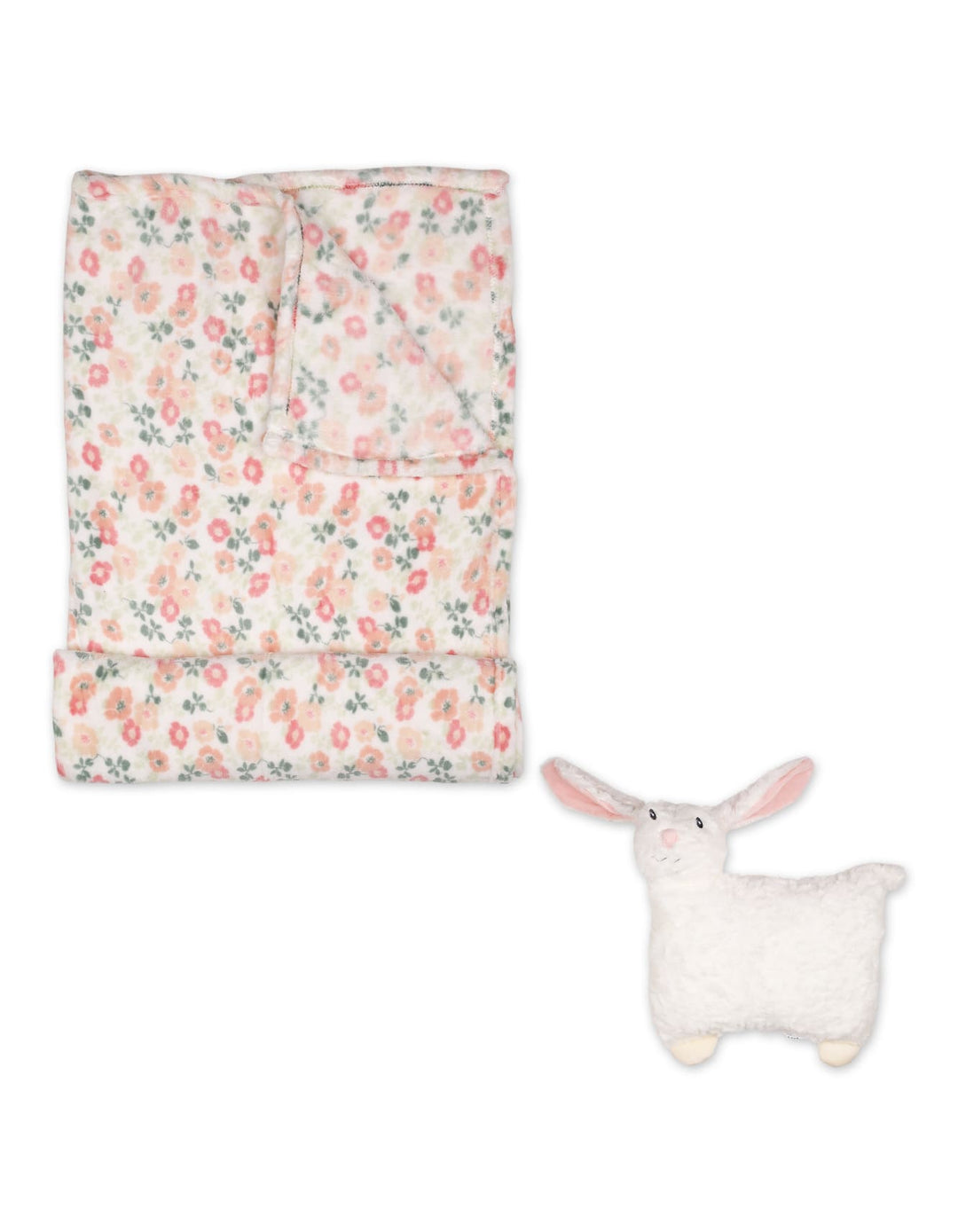 Baby Girl Blanket and Pillow Set Floral and Bunny White at Zubaidas