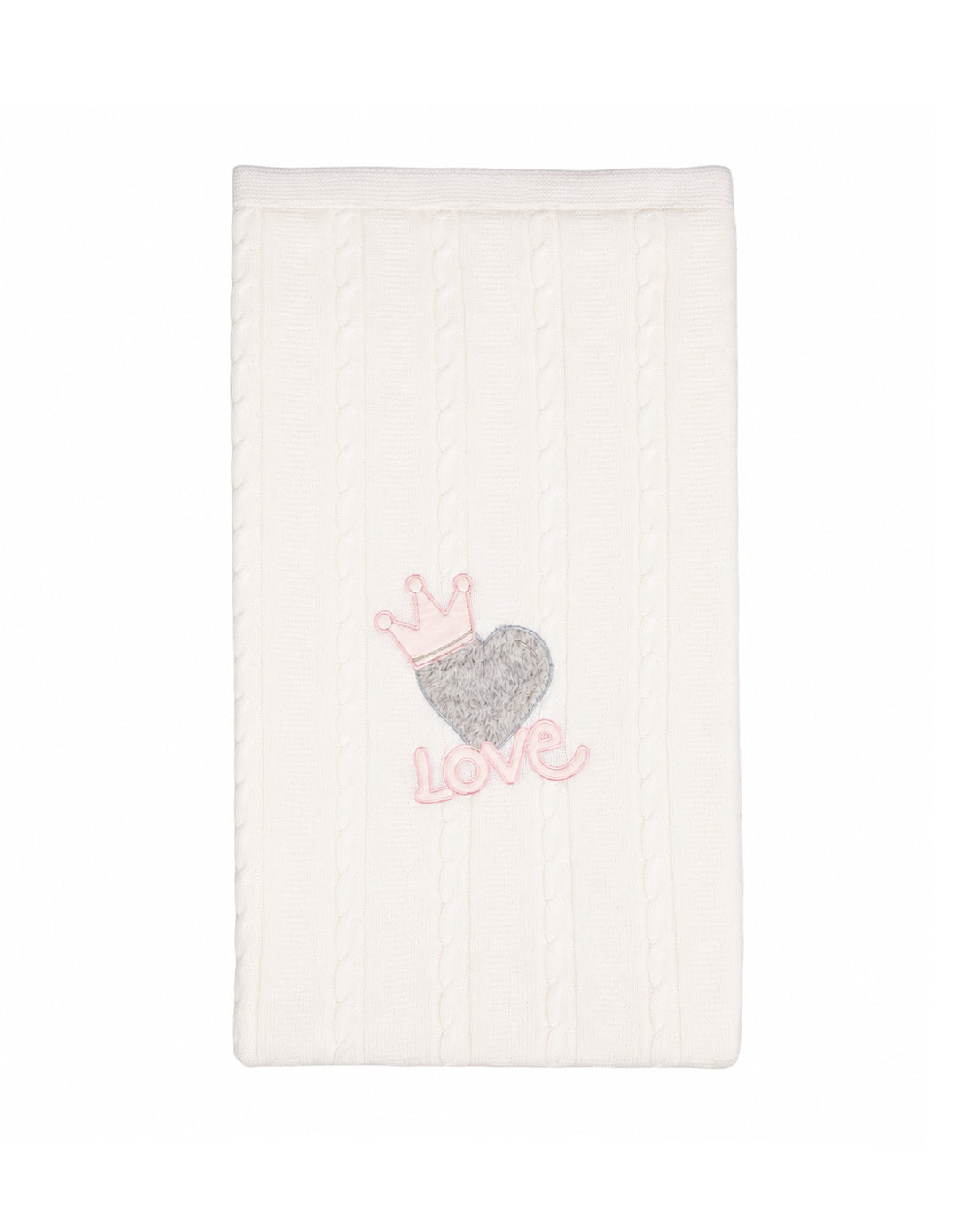 Baby Girl Blanket Heart Pink and Off White at Zubaidas