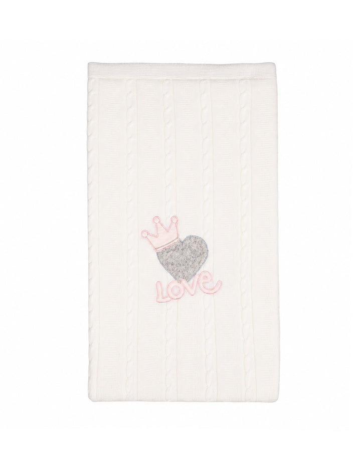 Baby Girl Blanket Heart Pink and Off White at Zubaidas