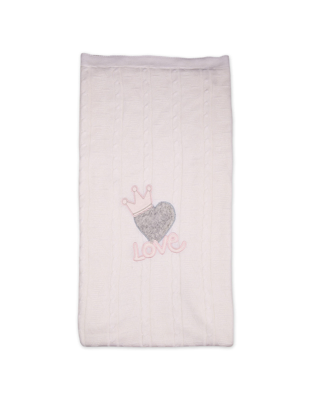 Baby Girl Blanket Heart Pink and Off White at Zubaidas