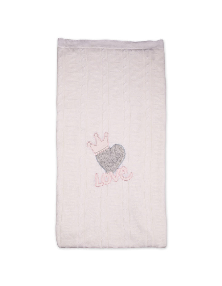 Baby Girl Blanket Heart Pink and Off White at Zubaidas
