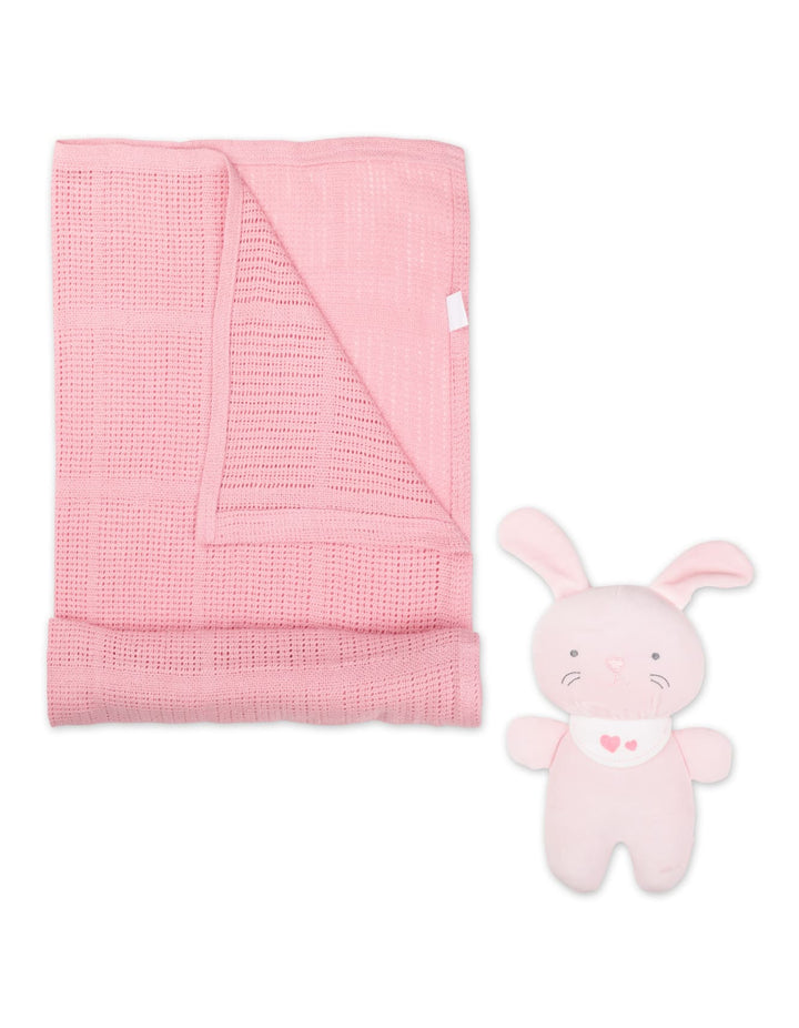 Baby Girl Blanket with Soft Toy Bunny Pink at Zubaidas