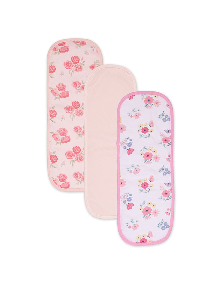 Baby Girl Burp Cloths Pack of 3 Floral Peach at Zubaidas