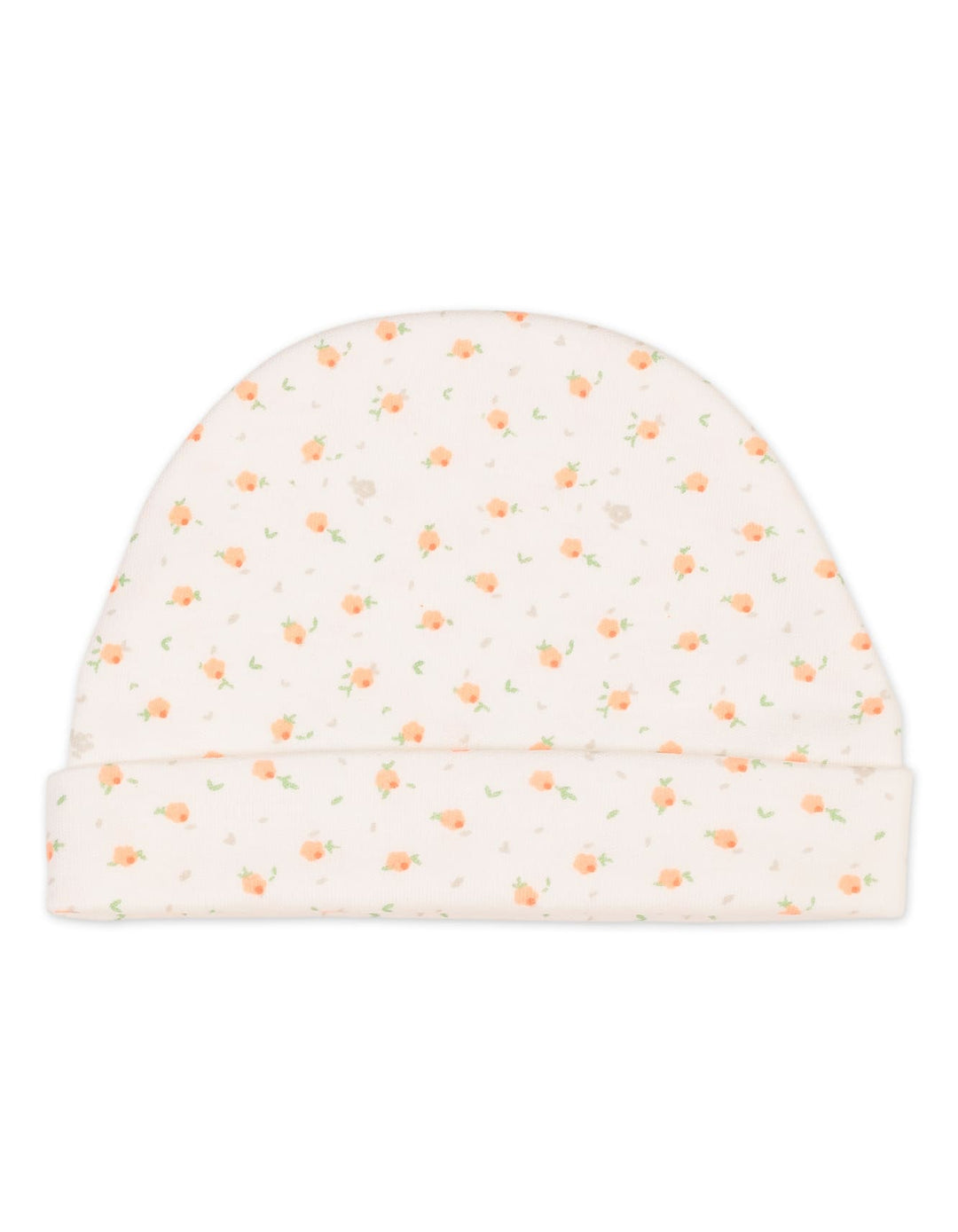 Baby Girl Cap Bambies Peach Floral Printed Off White at Zubaidas