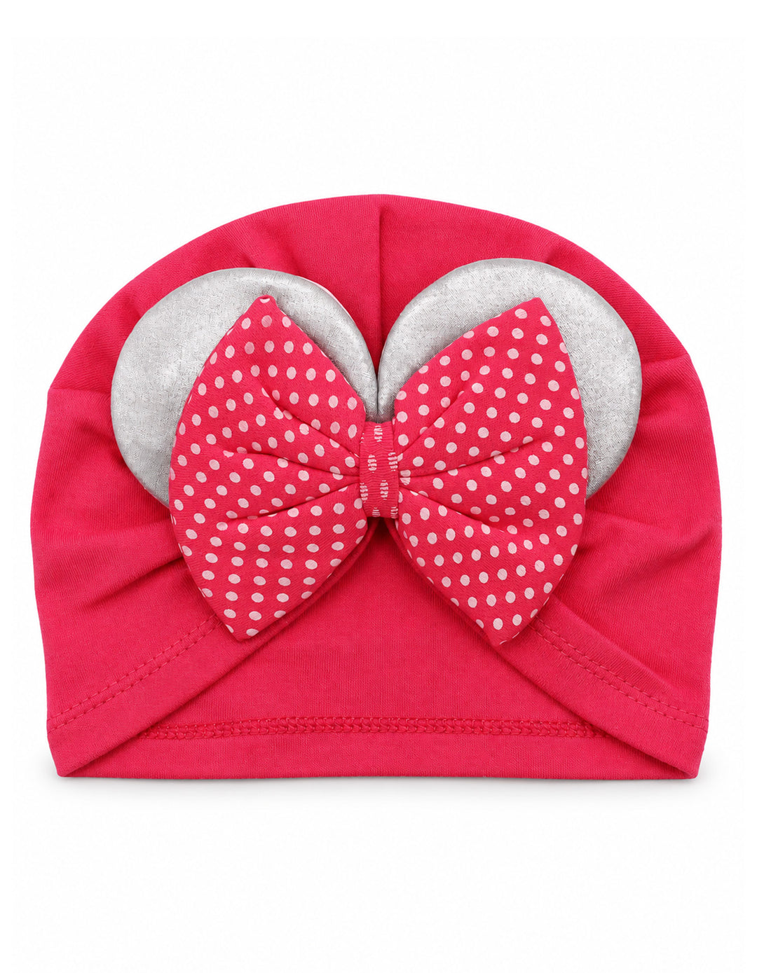 Baby Girl Cap Polka Dot Bow Dark Pink at Zubaidas