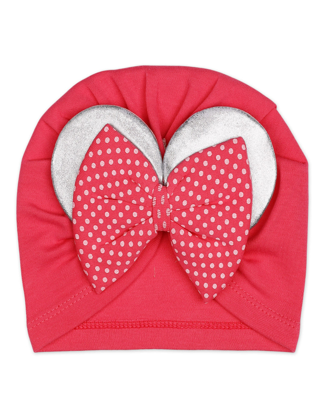 Baby Girl Cap Polka Dot Bow Dark Pink at Zubaidas