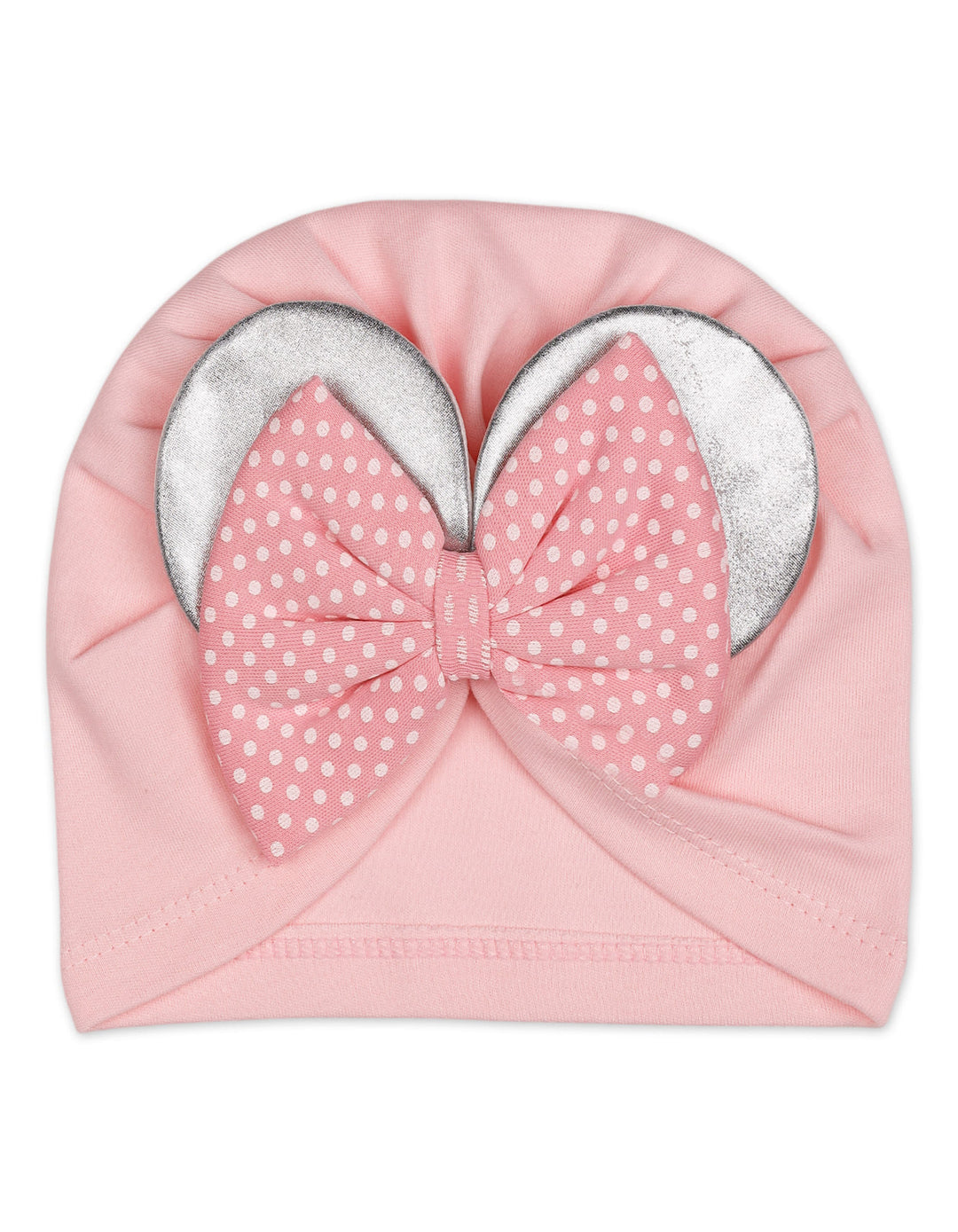Baby Girl Cap Polka Dot Bow Pink at Zubaidas