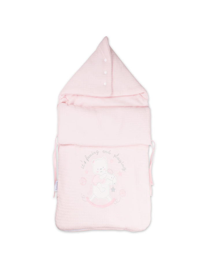 Baby Girl Carry Nest Hooded Bear Pink at Zubaidas