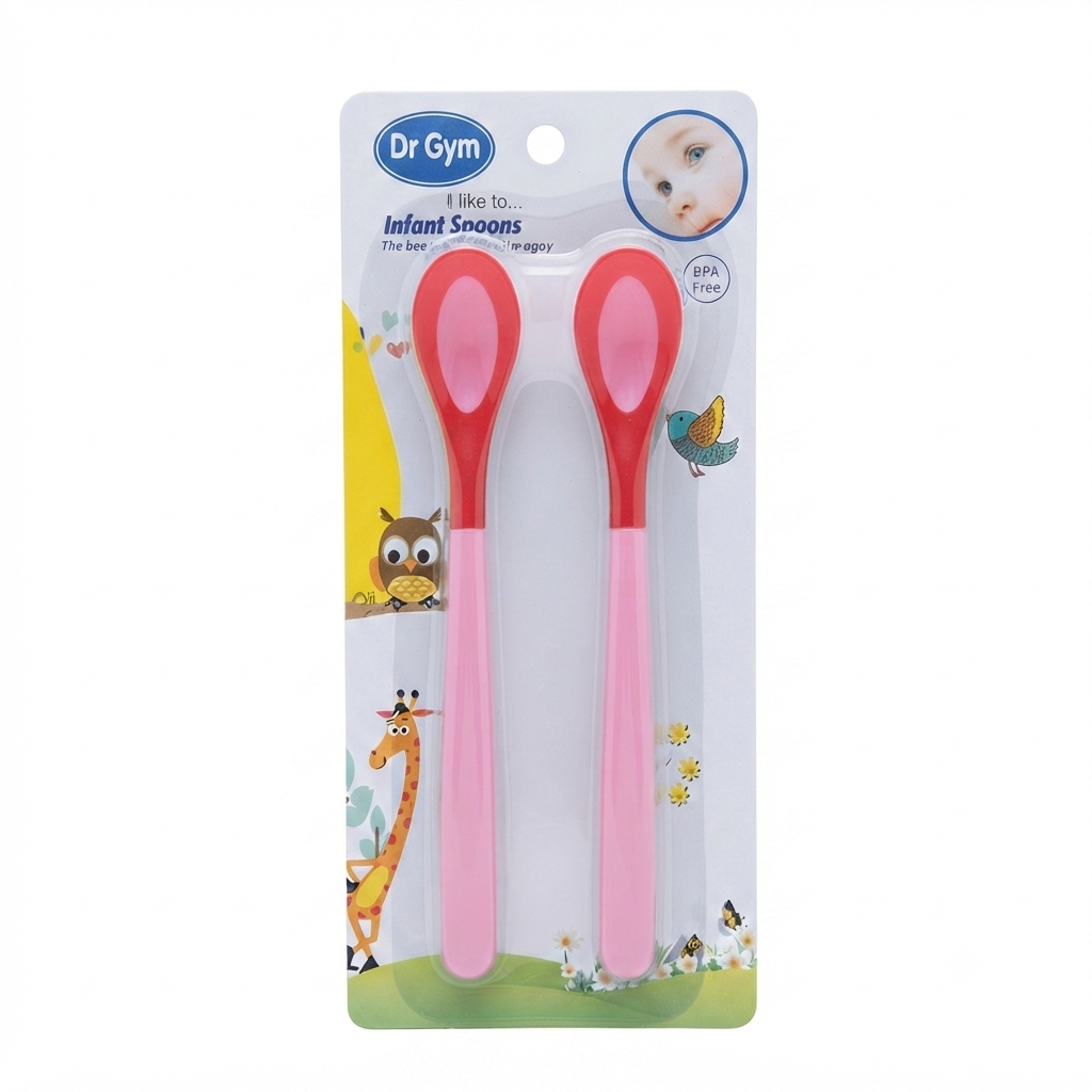 Baby Girl Feeding Spoon 2pcs Pink at Zubaidas