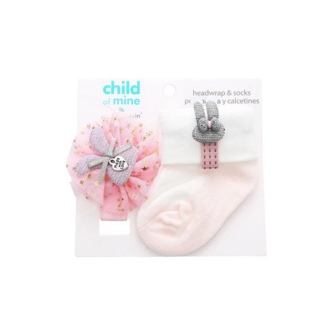 Baby Girl Headband and Socks Set Baby Pink at Zubaidas