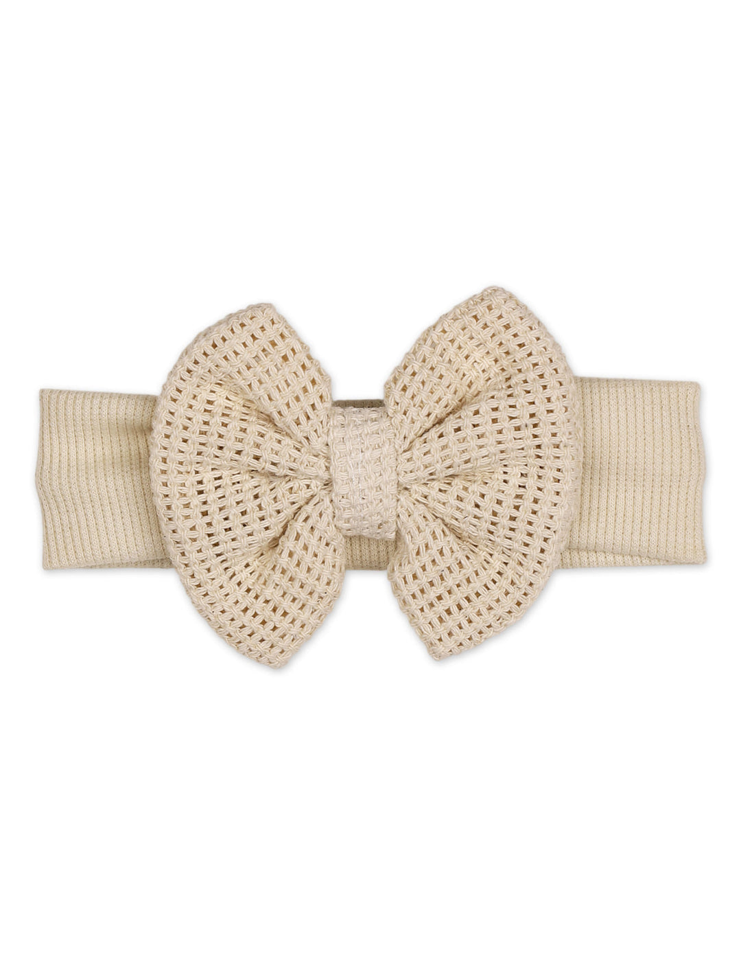 Baby Girl Headband Bow Beige and White at Zubaidas