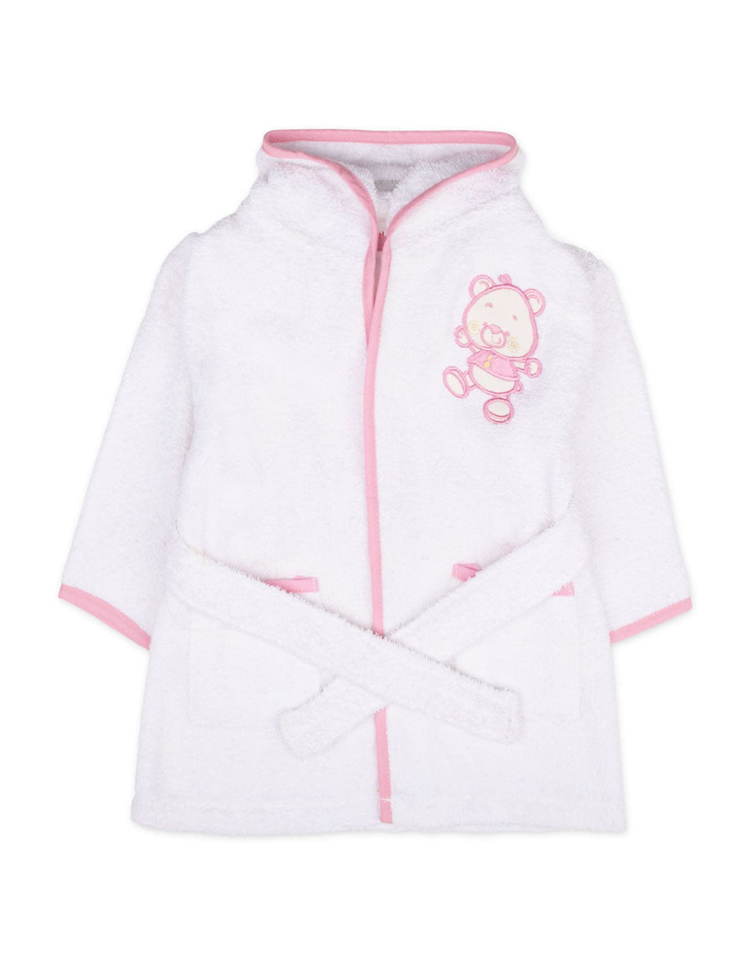 Baby Girl Hooded Bath Robe Teddy Bear Pink at Zubaidas