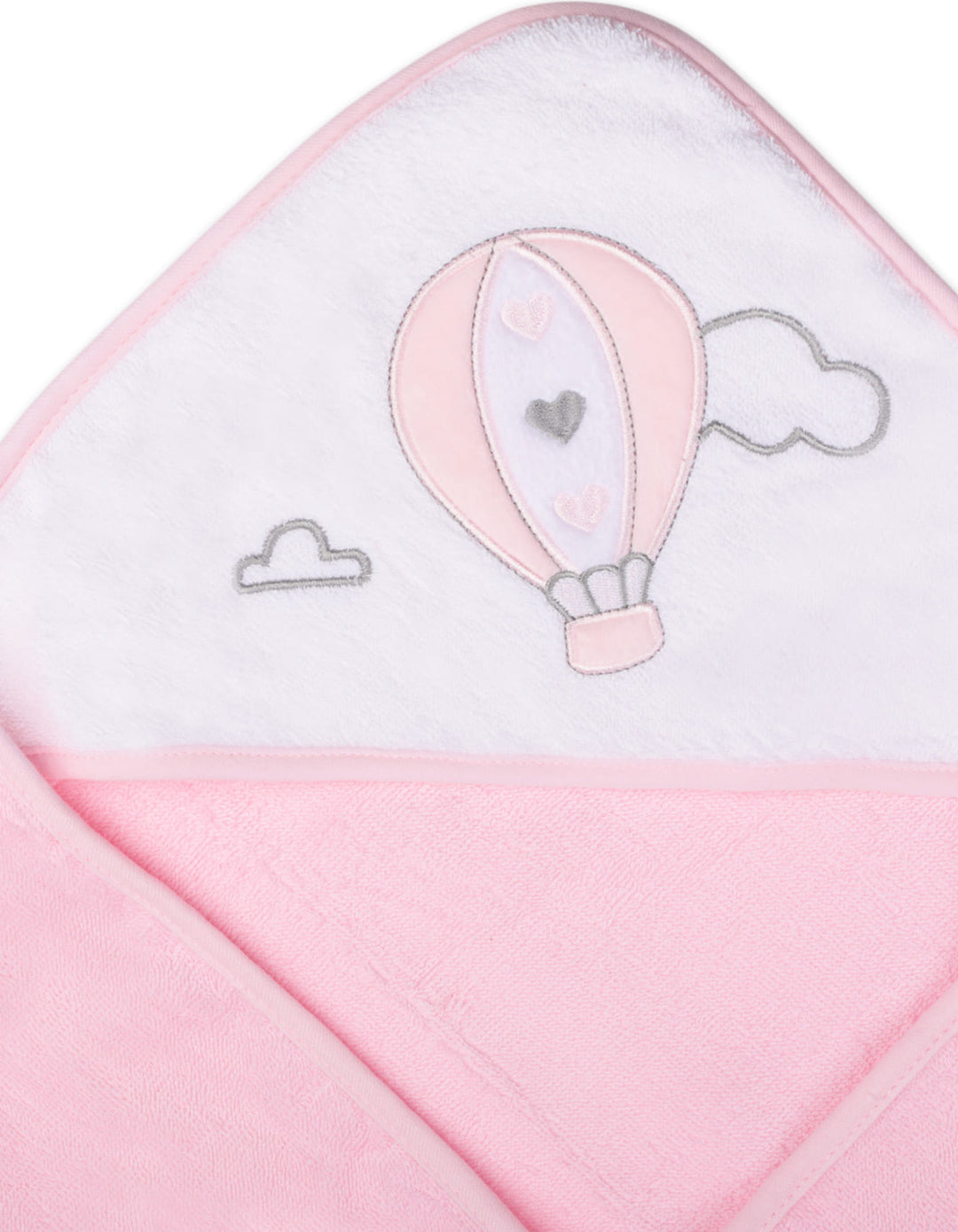 Baby Girl Hooded Bath Towel Pack of 2 Hot Air Balloon Pink and White at Zubaidas Online Pakistan