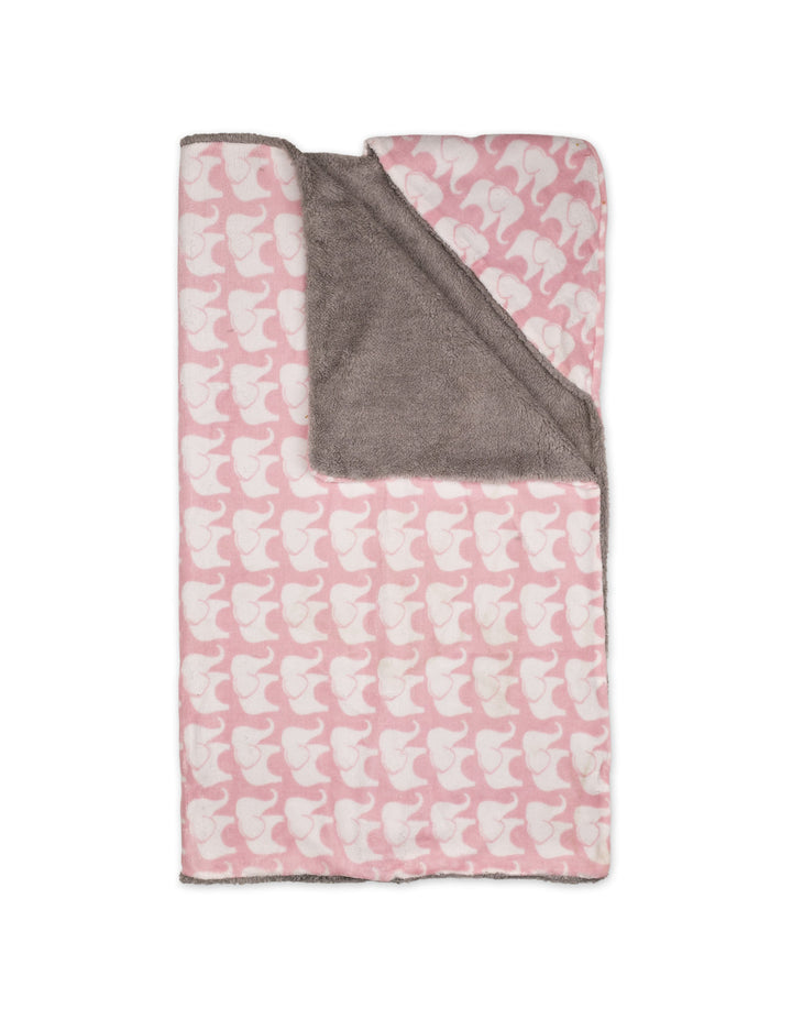Baby Girl Hooded Swaddle Blanket Elephant Pink and Grey at Zubaidas Official Pakistan